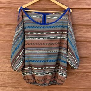 NWT Pitaya Boho Peasant Cold Shoulder Blouse